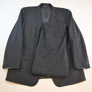 Turnbuy 50L 40x32 Gray Plaid Wool Cashmere Mens Jacket Pants Suit